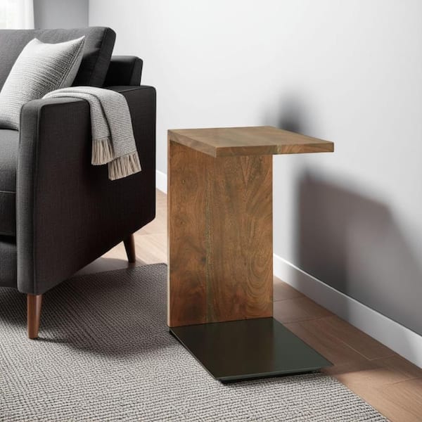 Benjara 12 in. Brown Rectangle Wooden End Table