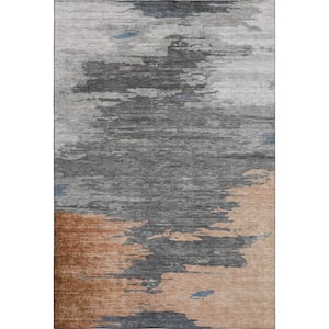 Mayfield Premium Machine Washable Abstract AMF2010 Paprika 8 ft. x 10 ft. Area Rug