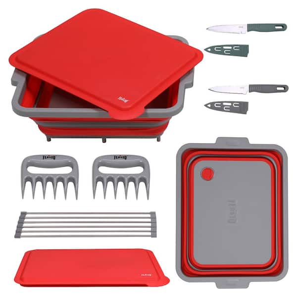 FEASTO 9-Piece Multifunctional Collapsible BBQ Prep Tub with