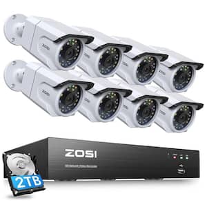 8-Channel 4K 2 TB PoE NVR Security Camera System with 8 Wired 8MP Spotlight Cameras, Human Detection, Audio Recording