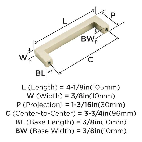 Amerock Monument (96mm) Center to Center Rectangular Bar Drawer Pull
