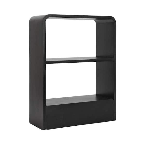 Kato 18 in. W x 24 in. H x 8 in. D Black Wood Decorative Wall Shelf