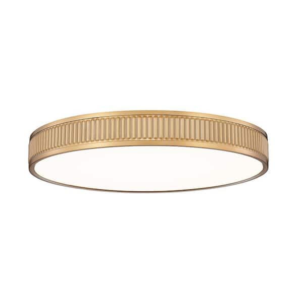 Stari 20.75 in. Modern Gold Integrated LED 1 Light Flush Mount with Frosted Acrylic Shade