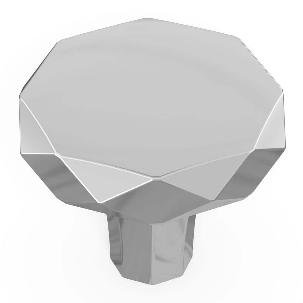Karat Chrome Faceted Round Cabinet Knob with Mounting Hardware