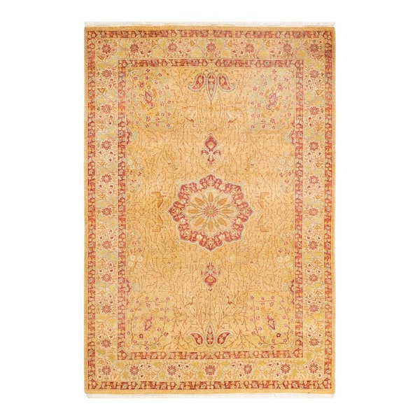 Solo Rugs Mogul One-of-a-Kind Traditional Yellow 4 ft. 2 in. x 6 ft. 2 in. Oriental Area Rug