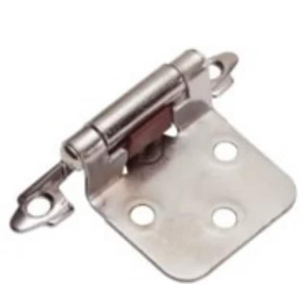 1-1/2 in. Partial Overlay Self-Closing Exposed No Radius Cabinet Hinge in Satin Nickel - (Set of 50)