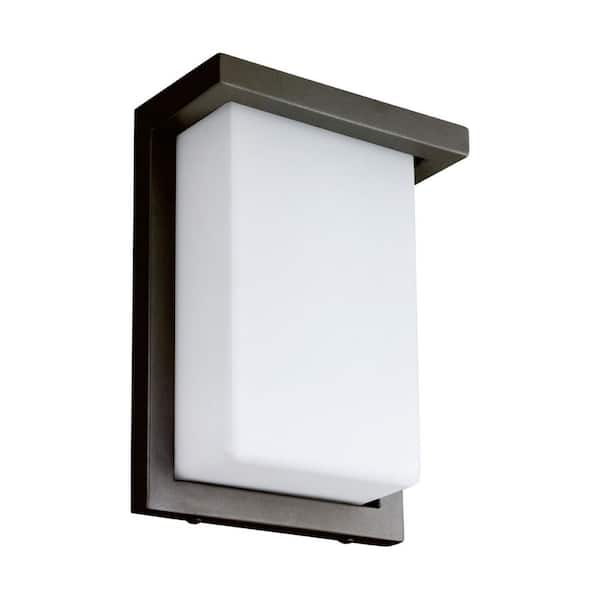 8 in. Bronze Integrated LED Slim Rectangle Outdoor Hardwired Wall Sconce Selectable CCT