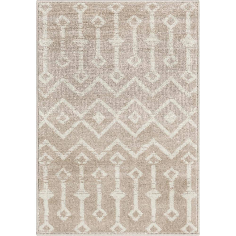 Unique Loom Moroccan Trellis Beige 2 ft. 2 in. x 3 ft. Area Rug 3147566 ...