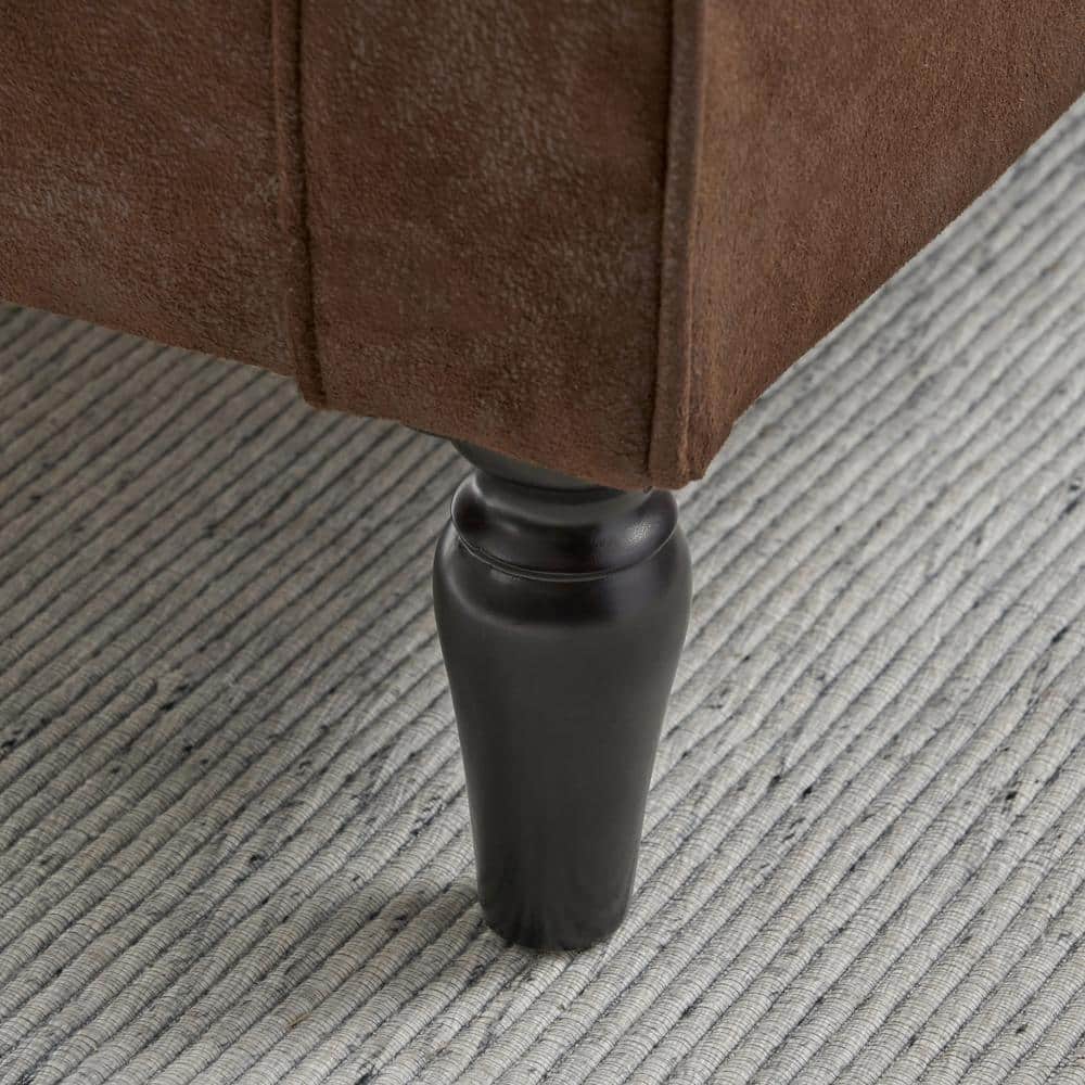 Handcrafted Brown Microfiber Club Chair with Square Arm