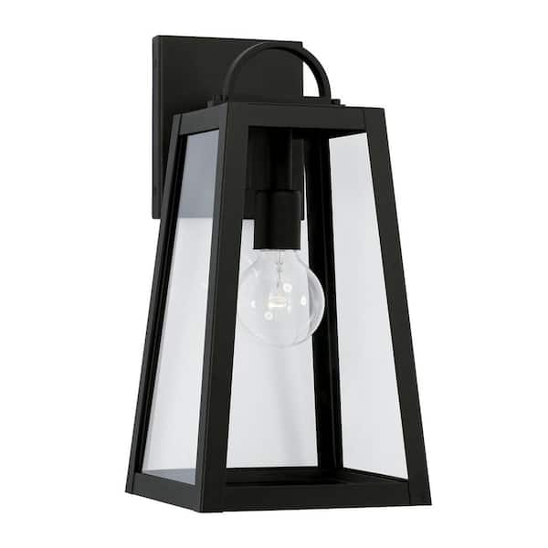 Capital Lighting Fixture Company Leighton 16 in. 1-Light Black Outdoor Hardwired Wall Lantern Sconce with Clear Glass and No Bulbs Included