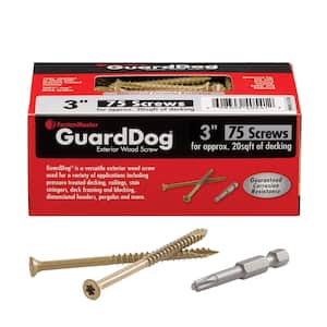 Guard Dog Exterior Deck Screws for Treated Lumber – 3 inch flat head wood screws (75 Pack)
