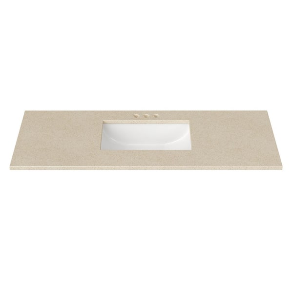 49 in. W x 22 in. D Cultured Marble Rectangular Undermount Single Basin Vanity Top in Winter Snow