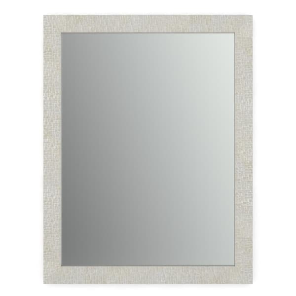 Delta 28 in. W x 36 in. H (M1) Framed Rectangular Standard Glass Bathroom Vanity Mirror in Stone Mosaic