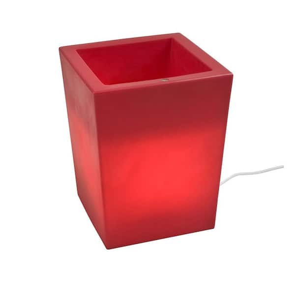 Filament Design Twist Production 17 in. Red Outdoor Lighted Planter
