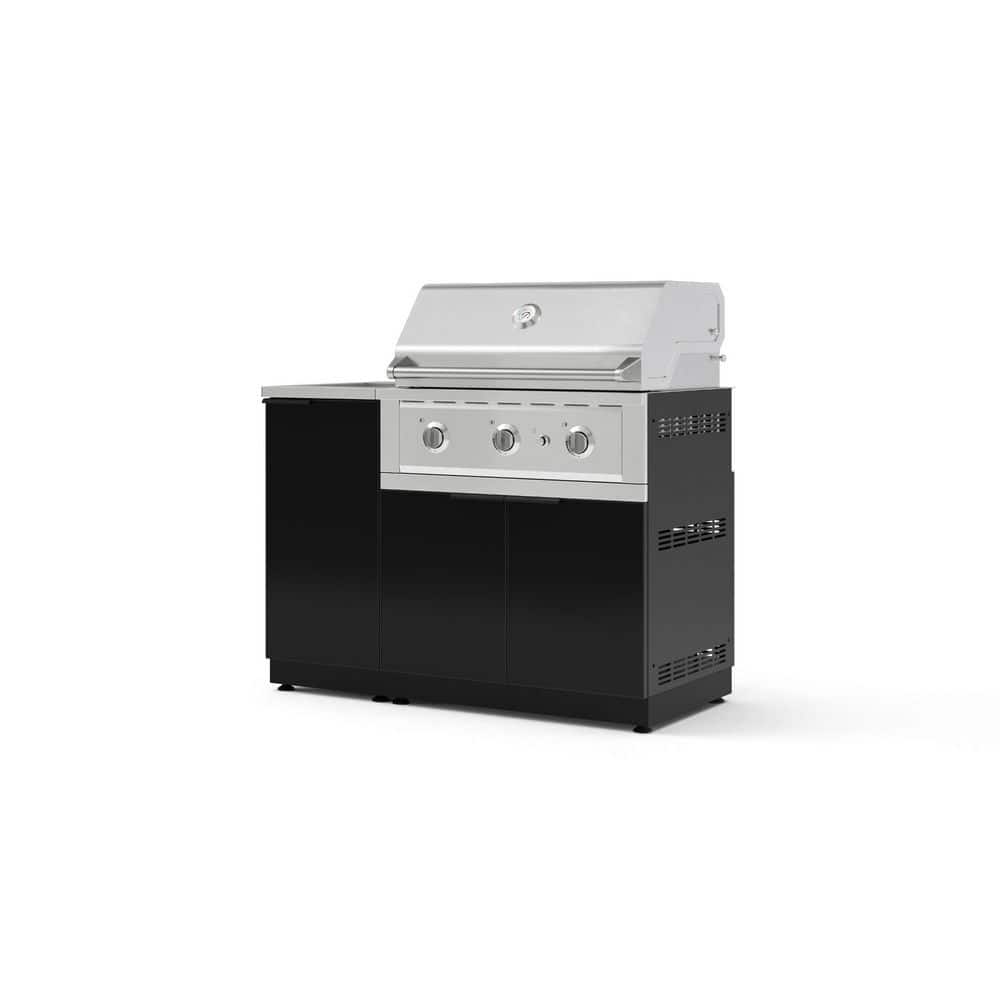 Outdoor Kitchen 3-Piece 3-Burners Natural Gas Grill Island in Black w/33 in. Performance Grill and Sink Cabinet price history on PriceWatchPro