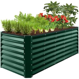 8 ft. x 2 ft. x 2 ft. Dark Green Rectangular Steel Raised Garden Bed Planter Box for Vegetables, Flowers, Herbs