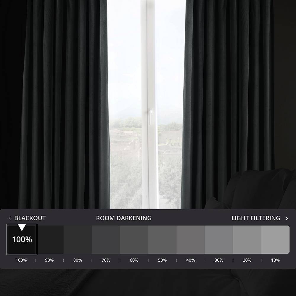 Natural Grey 100W x 96L Velvet Blackout Curtains