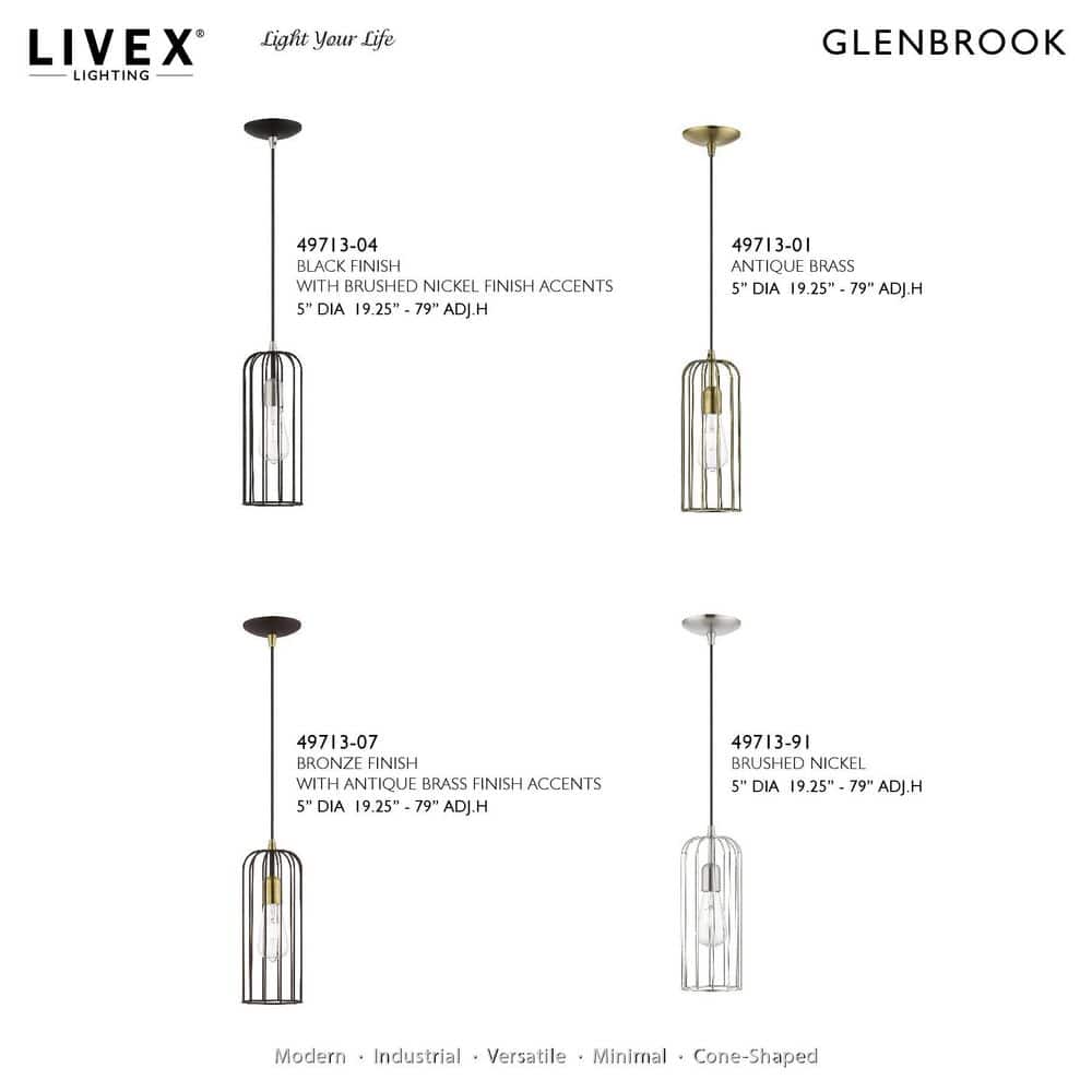 Glenbrook Brushed Nickel Mini Pendant with Open Cage Design