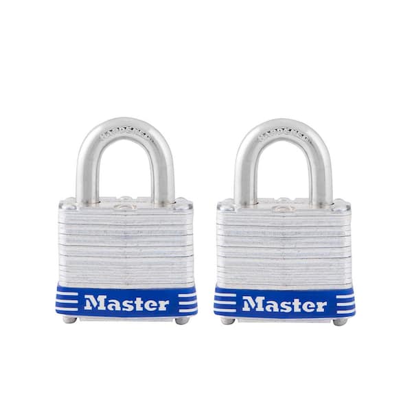 Master Lock Outdoor Padlock with Key, 1-9/16 in. Wide, 2 Pack
