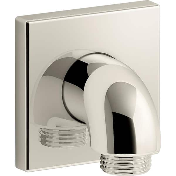 KOHLER Loure 1/2 in. Brass 90-Degree Hub Brass Wall-Mount Supply Elbow with Check Valve in Vibrant Polished Nickel