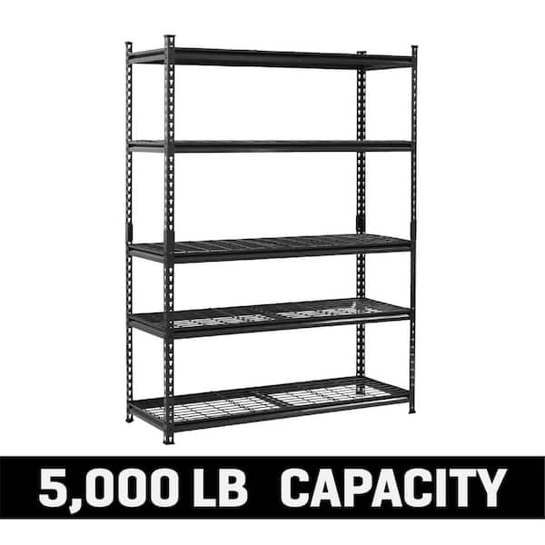 5,000 lb. Series 5-Tier Steel Garage Storage Shelving Unit in Matte Black, Wire Racks (48 in. W x 72 in. H x 18 in. D)