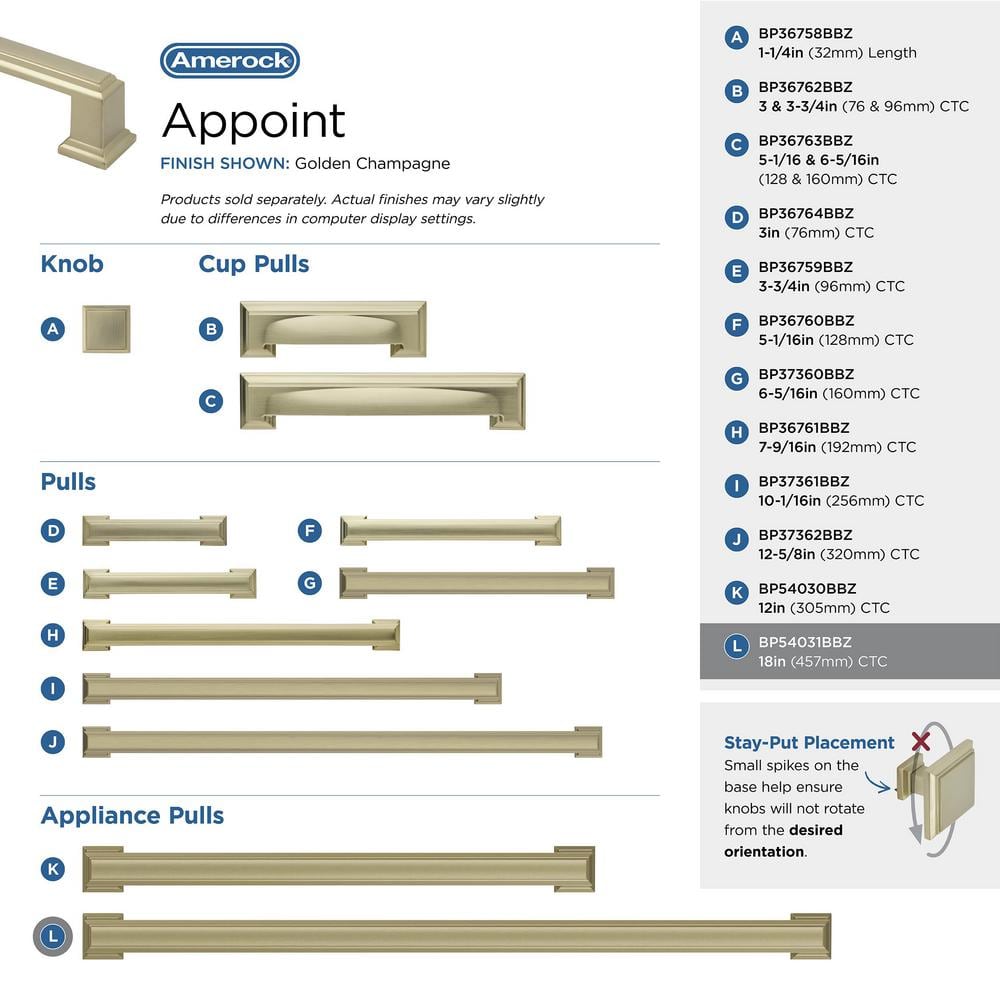Golden Champagne 18-Inch Appliance Pull with Mounting Hardware