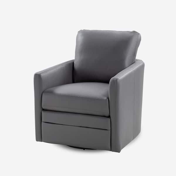 ARTFUL LIVING DESIGN Rosario Grey Vegan Leather Swivel Accent Chair with Cushion