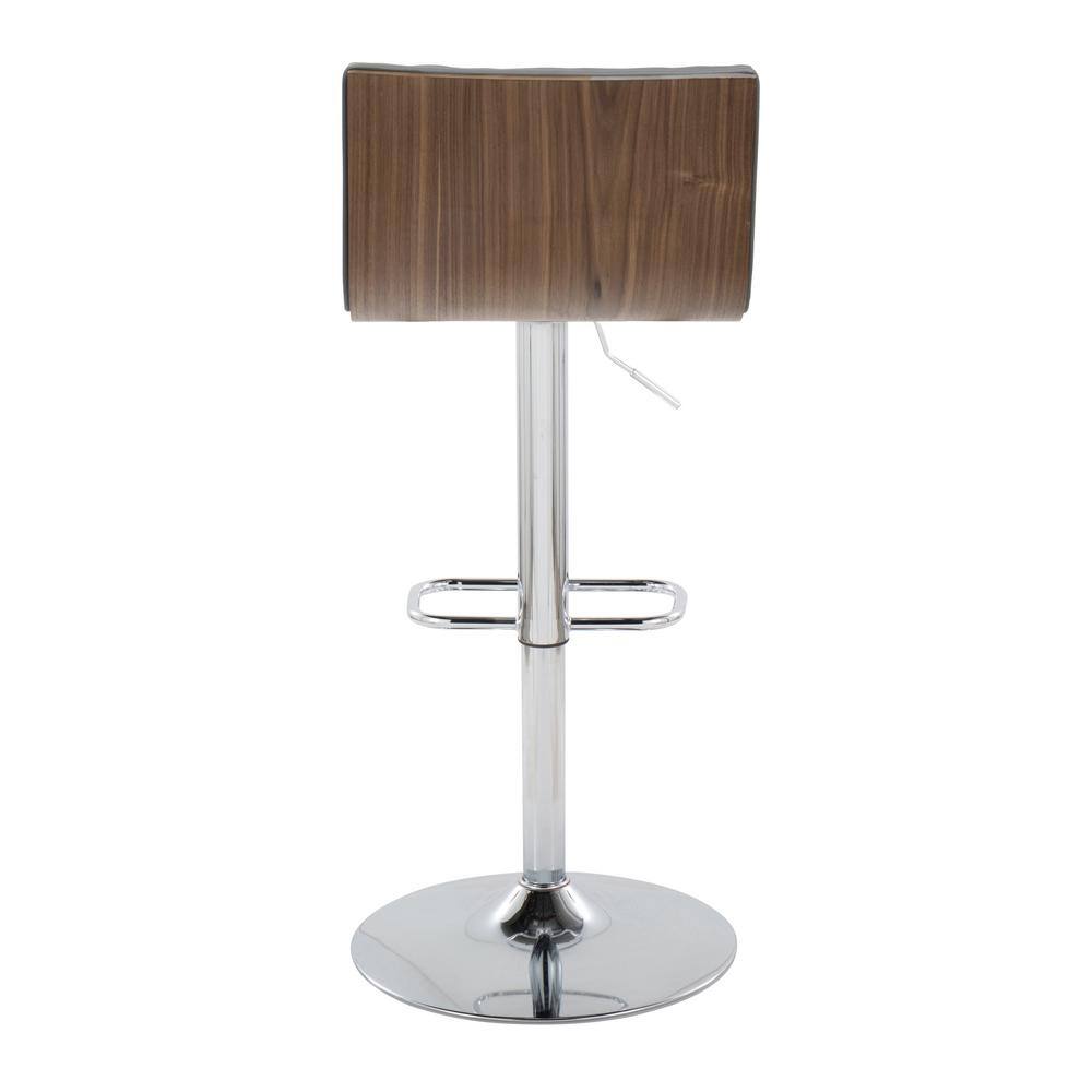 Grey Faux Leather and Chrome Adjustable Swivel Barstools Set