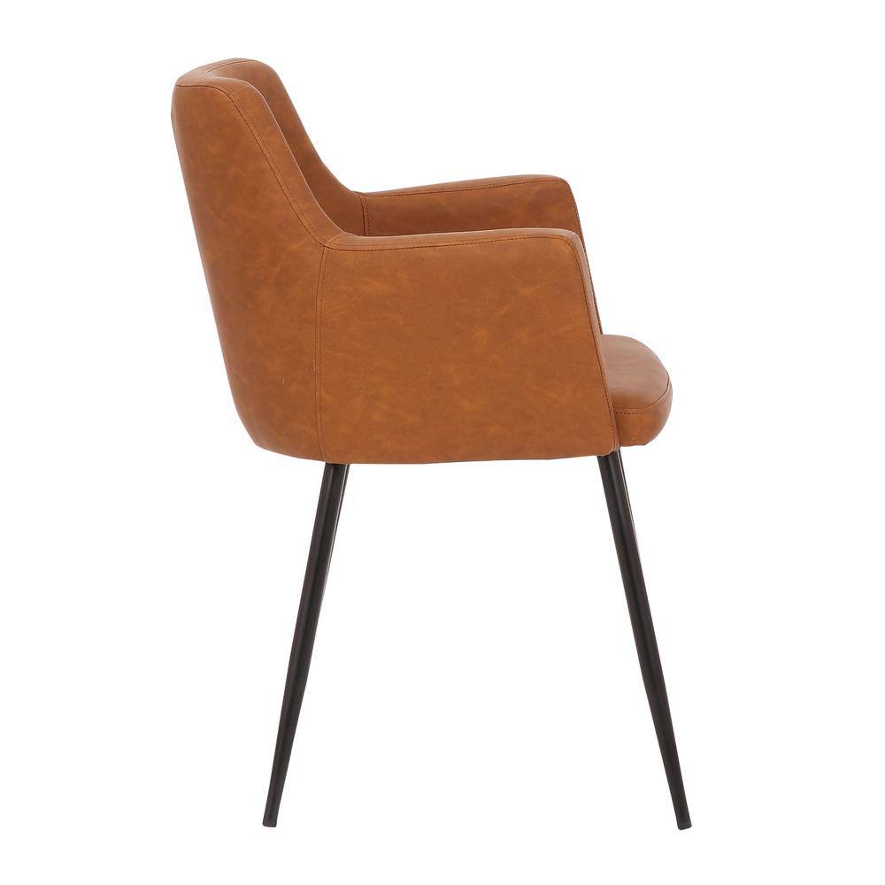 Modern Light Brown Faux Leather Accent Chair with Metal Legs