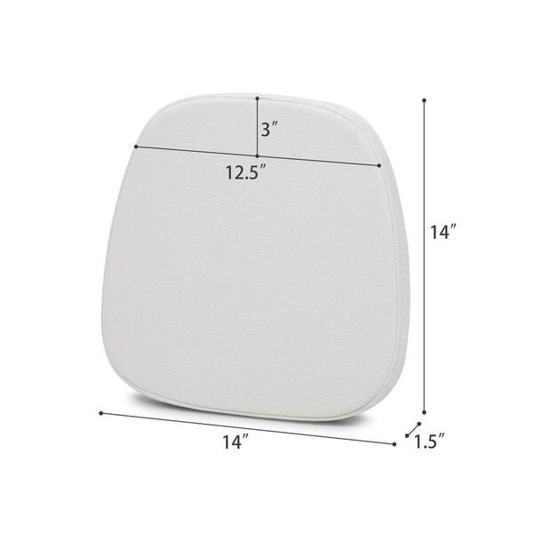 White Square Outdoor Non-Slip Seat Cushion with Ties (2-Pack