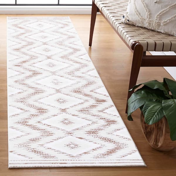 Alamo 2 ft. x 8 ft. Ivory/Taupe Aztec Diamond Runner Rug