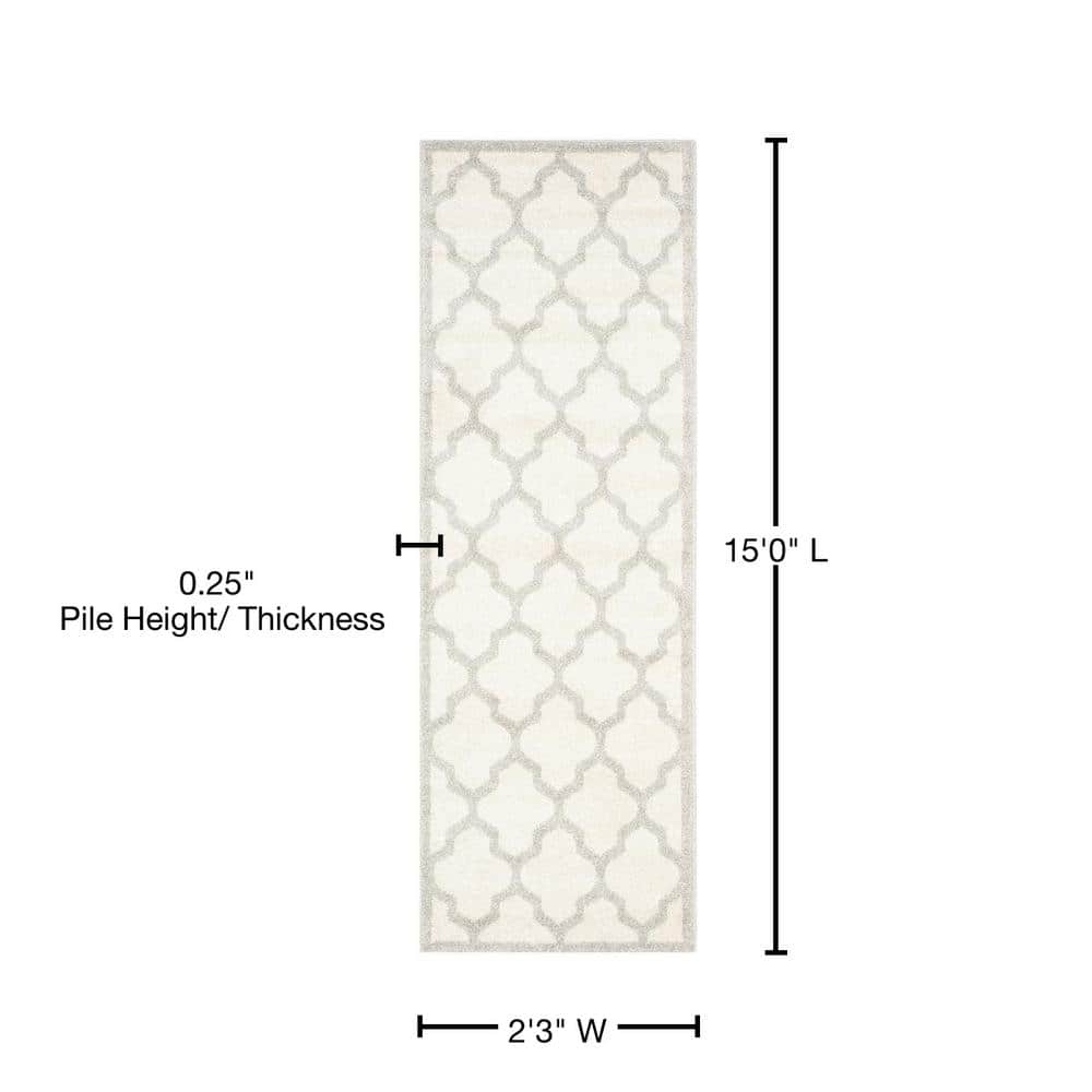 Reversible Beige and Light Grey Geometric Synthetic Runner Rug, 27x15 in