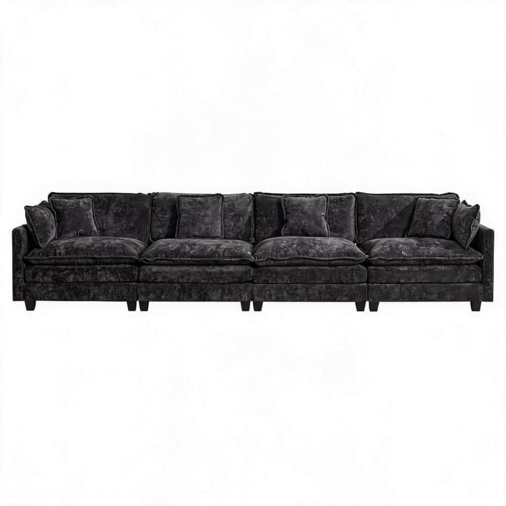Cloud Sofa 149.6 in. Armless 4-piece Chenille Modular Sectional Sofa with Cloud Cushion in Black price history on PriceWatchPro