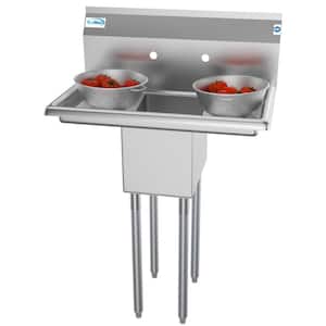 30 in. Freestanding Stainless Steel 1 Compartment Commercial Sink with Drainboard