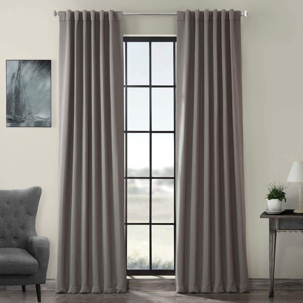 Neutral Grey Polyester Blackout Curtain Panel - 50 in. W x 108 in. L