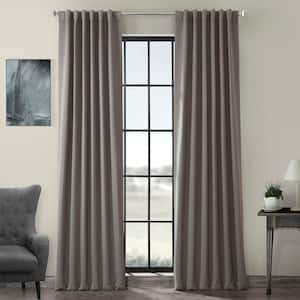 Neutral Grey Polyester Room Darkening Curtain - 50 in. W x 108 in. L Rod Pocket with Back Tab Single Curtain Panel