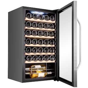 Wine Fridge, Large Freestanding Wine Cooler Refrigerator, 34 Bottles