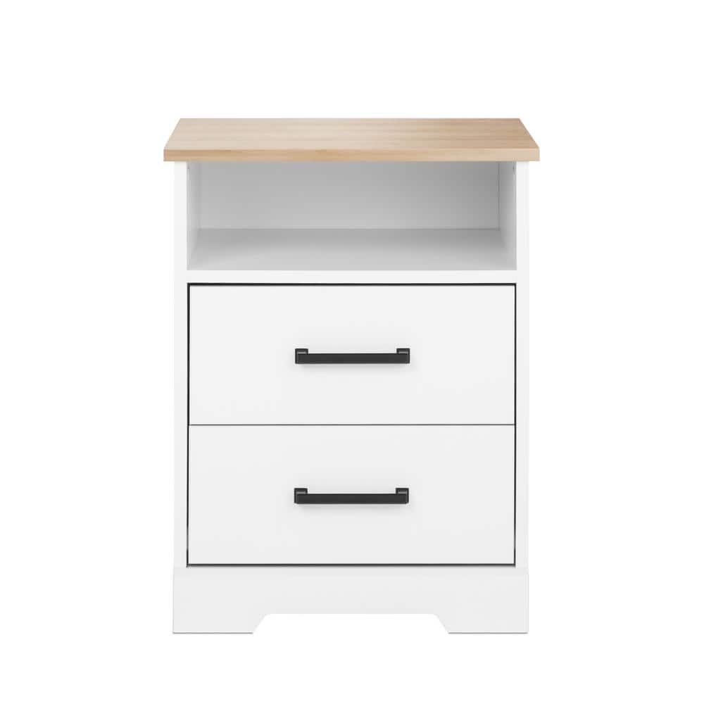 Rustic Ridge White and Oak 2-Drawer 18.75 in. x 24.5 in. x 16.25 in. Nights