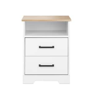 Rustic Ridge White and Oak 2-Drawer 18.75 in. x 24.5 in. x 16.25 in. Nightstand