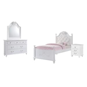 Annie 4-Piece White Twin Platform Bedroom Set with Storage Trundle