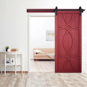 42 in. x 84 in. Hollywood Carmine Wood Sliding Barn Door with Hardware Kit