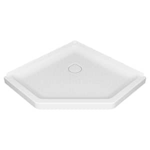 Ovation Curve 38 in. L x 38 in. W Corner Shower Pan Base with Center Drain in Arctic White