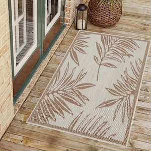 Liana Ivory and Brick 2 ft. x 3 ft. Indoor/Outdoor Area Rug