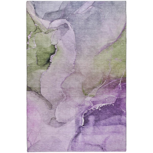 Dream Shag Premium Machine Washable Abstract ADS521 Purple 8 ft. x 10 ft. Area Rug