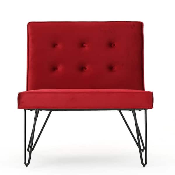 Noble House Darrow Berry Velvet Armless Club Chair