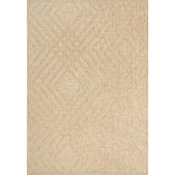 Melissa 7 ft. 10 in. X 10 ft. Beige Geometric Indoor/Outdoor Area Rug