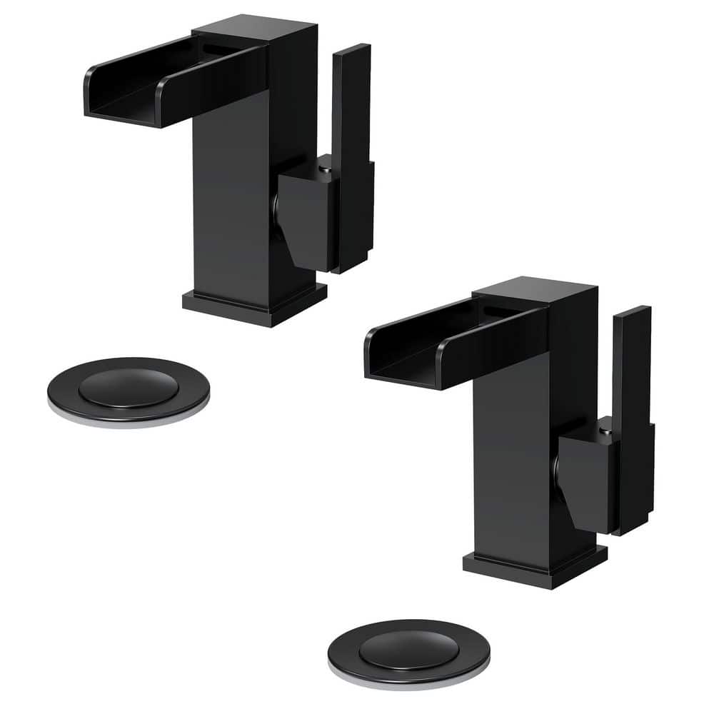 LED Mid Arc 8 in. Widespread Stainless Steel Single Handle Bathroom Faucet 1.8 GPM in Matte Black with Drain(2-Pack) price history on PriceWatchPro