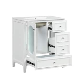 30 in. W x 18.3 in. D x 33.9 in. H Single Sink Freestanding Bath Vanity in White with White Ceramic Top