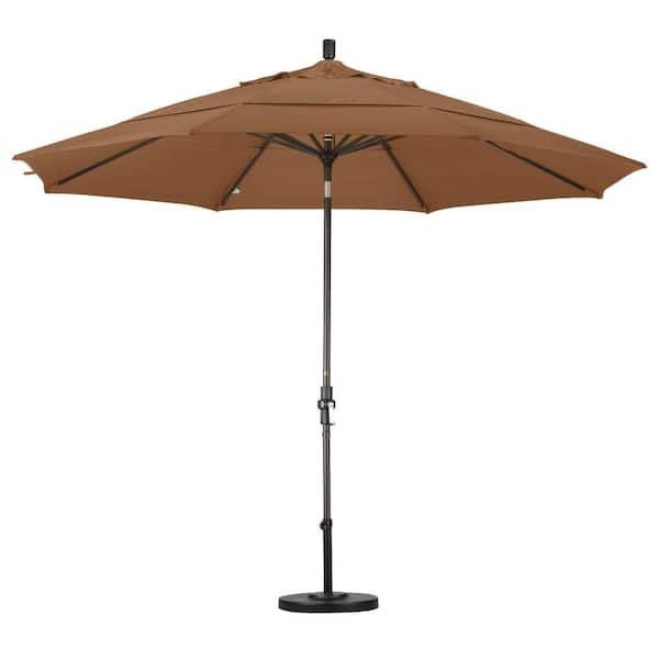 California Umbrella 11 ft. Aluminum Collar Tilt Double Vented Patio Umbrella in Straw Pacifica