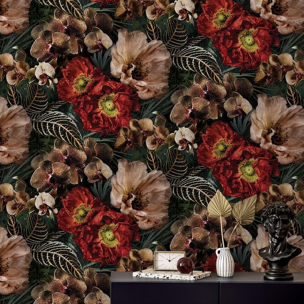 Bring On The Drama Floral Tropic Vinyl Peel and Stick Wallpaper Roll (30.75 sq. ft. )